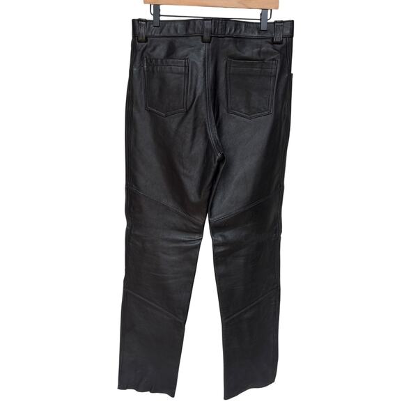 Outride Mens Black Leather Motorcycle Pants Heavy Weight Lined 4 Pocket size 36 - Picture 2 of 16